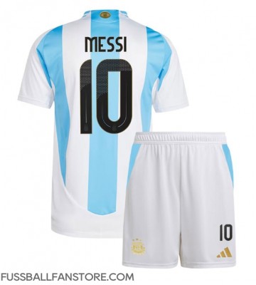 Argentinien Lionel Messi #10 Replik Heimtrikot Kinder Copa America 2024 Kurzarm (+ Kurze Hosen)